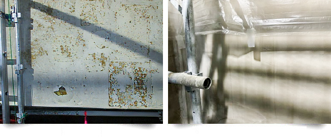 オゾン接触池の防水改修現場写真